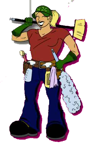 The Wives2Go cleaning mascot