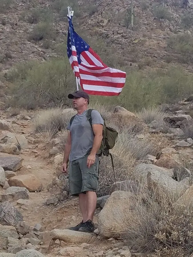 An American flag on a Husbands 2 Go job site